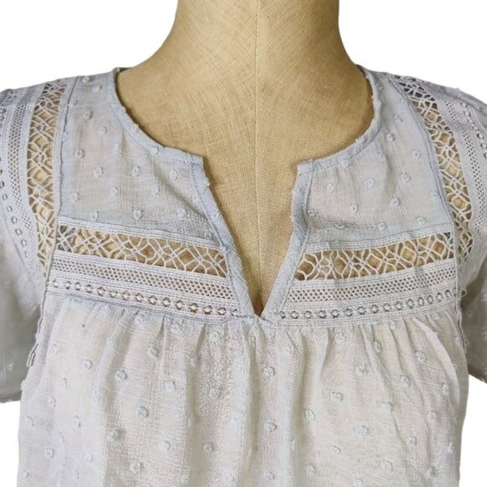 le reve Soft Green Lace Swiss Dot Summer Crop Top Small